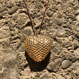 Rose Gold Rhinestone Heart Necklace